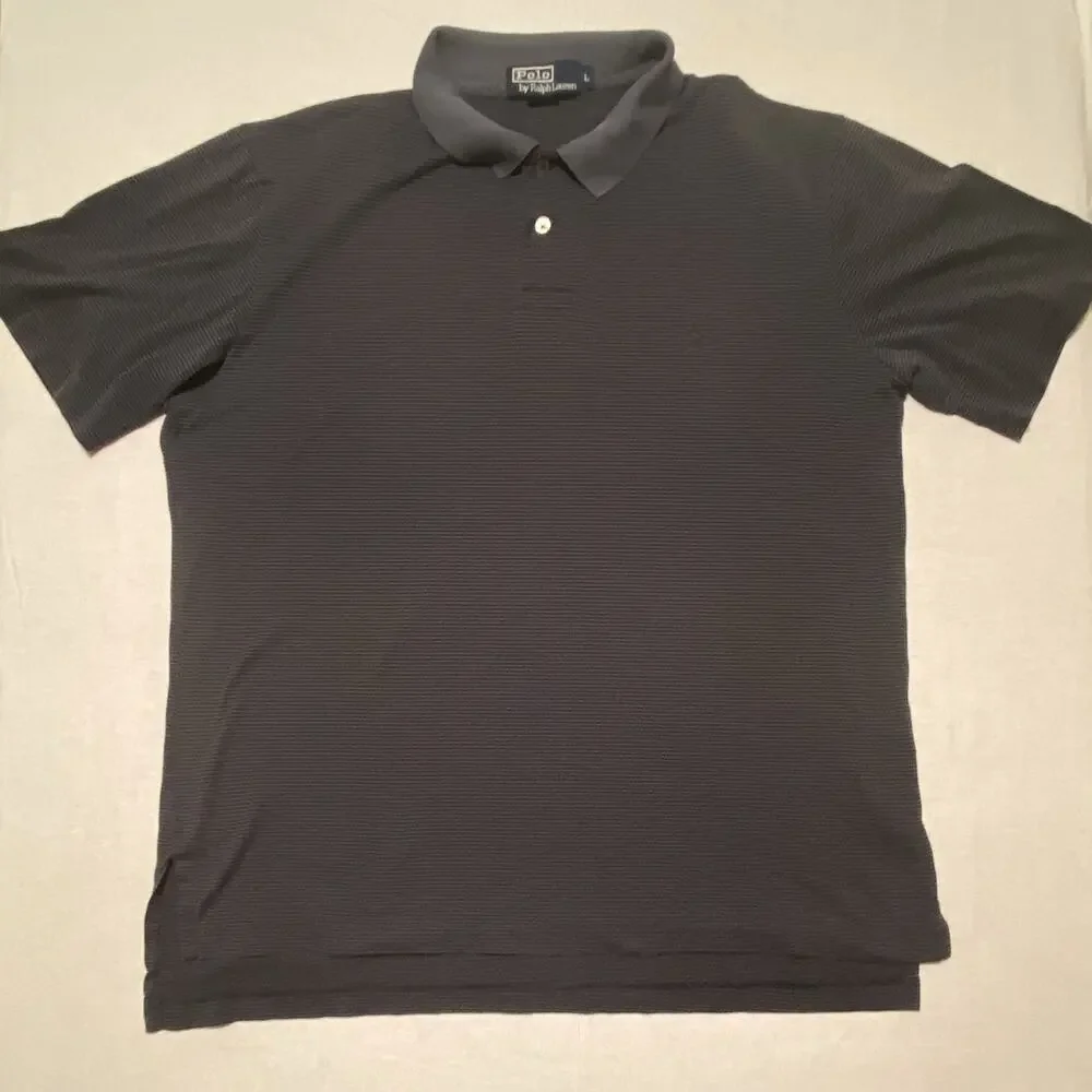 Vintage Polo by Ralph Lauren Polo Shirt Men’s Large Gray Striped Short Sleeve